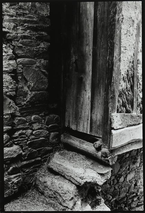 Pared de piedras y puerta de madera