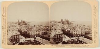 Cádiz y la Catedral, vista hacia el sureste desde la Torre del Vigia, sobre el mar.