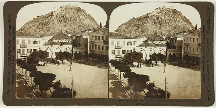 The Square in Nauplia and the Rocky Fastness of Palamidi, Greece