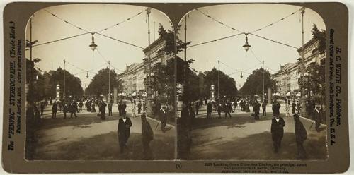 Looking down Unter den Linden, the principal street and promenade of Berlin, Germany