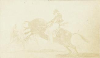 Francisco de Goya y Lucientes. Mariano Ceballos riding a bull in the bull-ring at Madrid. From Goya´s Treinta y tres Estampas que representen diferentes suertes y actitudes del arte de lidiar los Toros