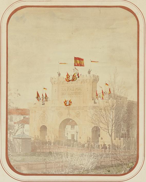 Arco triunfal erigido a expensas de la Excelentísima Diputación de Logroño bajo la dirección del arquitecto provincial Don Maximiano Hijon, para solemnizar la entrada en la capital de S. M. el Rey Alfonso XII, en 6 de marzo de 1876, después de pacificar a España